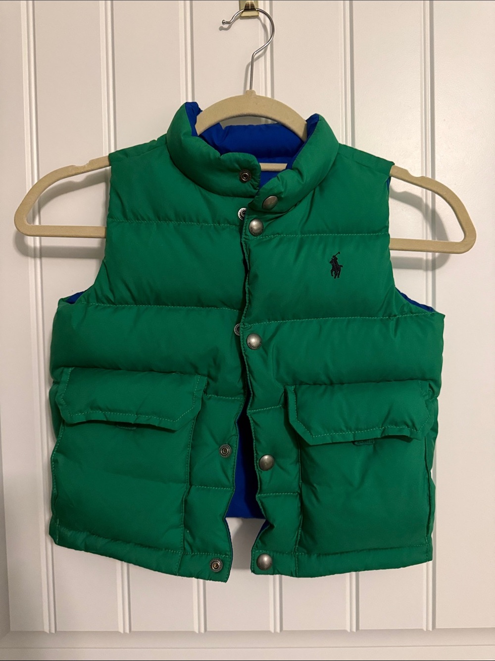Polo Ralph Lauren Toddler Boys Reversible Down Puffer Vest 3T Green Blue